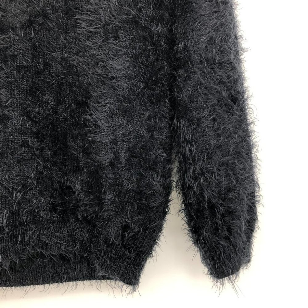 Monk & Lou Black  Eyelash Knit fuzzy soft sweater scoop or V neck 3/4 sleeve XS - Picture 15 of 15